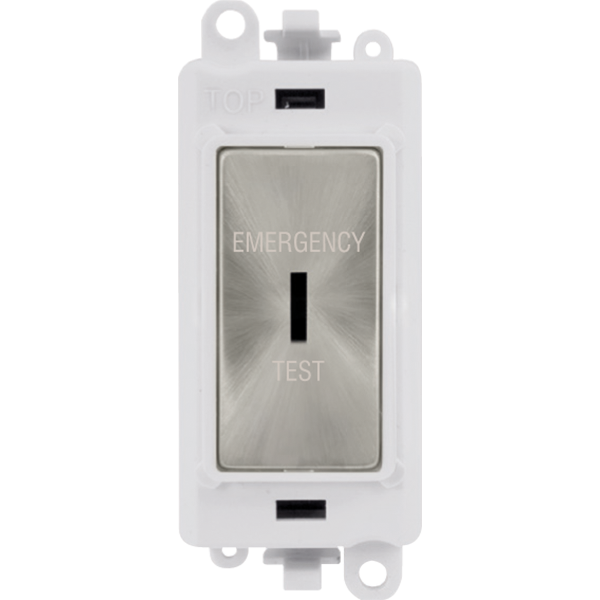 Click GridPro 20AX Double Pole Keyswitch 'Emergency Test' - White - Satin Chrome – GM2046PWSCET