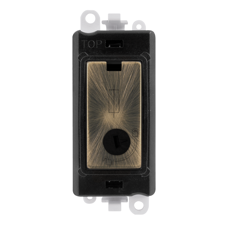 Click GridPro 13A Fused Lockable Module - Black - Antique Brass – GM2047-LBKAB