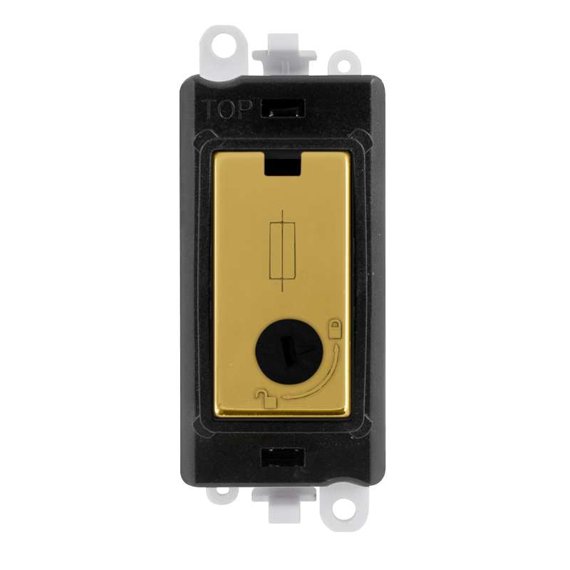Click GridPro 13A Fused Lockable Module - Black - Polished Brass – GM2047-LBKBR