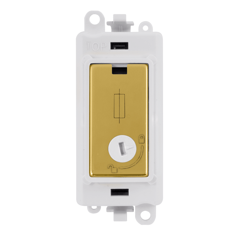 Click GridPro 13A Fused Lockable Module - White - Polished Brass – GM2047-LPWBR