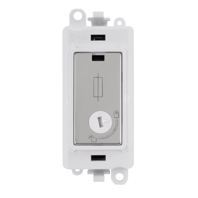 Click GridPro 13A Fused Lockable Module - White - Polished Chrome – GM2047-LPWCH
