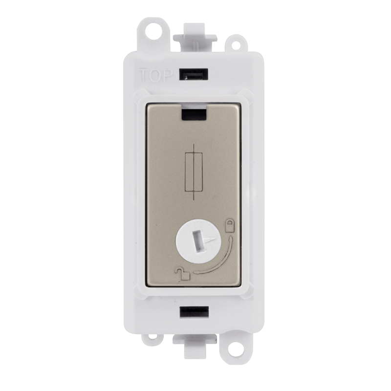 Click GridPro 13A Fused Lockable Module - White - Pearl Nickel – GM2047-LPWPN