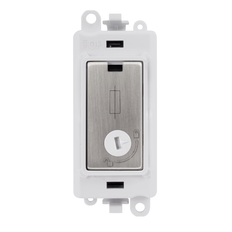 Click GridPro 13A Fused Lockable Module - White - Stainless Steel – GM2047-LPWSS