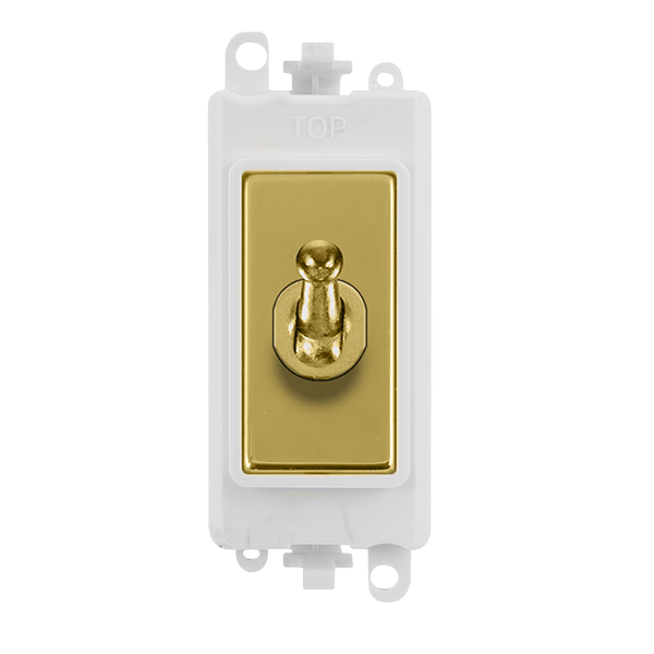 Click GridPro 20AX Double Pole Toggle Switch Module - Polar White - Polished Brass – GM209018PWBR