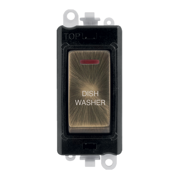Click GridPro 20AX Double Pole Switch With LED Module - Black - Antique Brass - Dishwasher – GM2218BKAB-DW