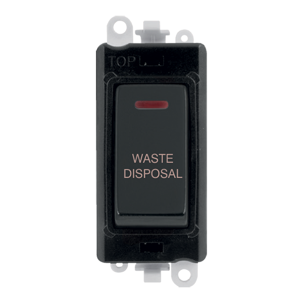 Click GridPro 20AX Double Pole Switch With LED Module - Black - Matt Black - Waste Disposal – GM2218BKMB-WD
