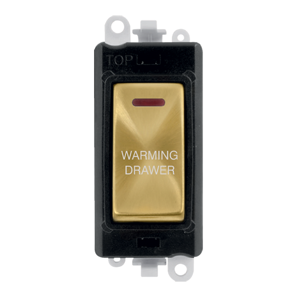 Click GridPro 20AX Double Pole Switch With LED Module - Black - Satin Brass - Warming Drawer – GM2218BKSB-WDR