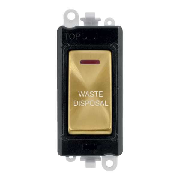 Click GridPro 20AX Double Pole Switch With LED Module - Black - Satin Brass - Waste Disposal – GM2218BKSB-WD