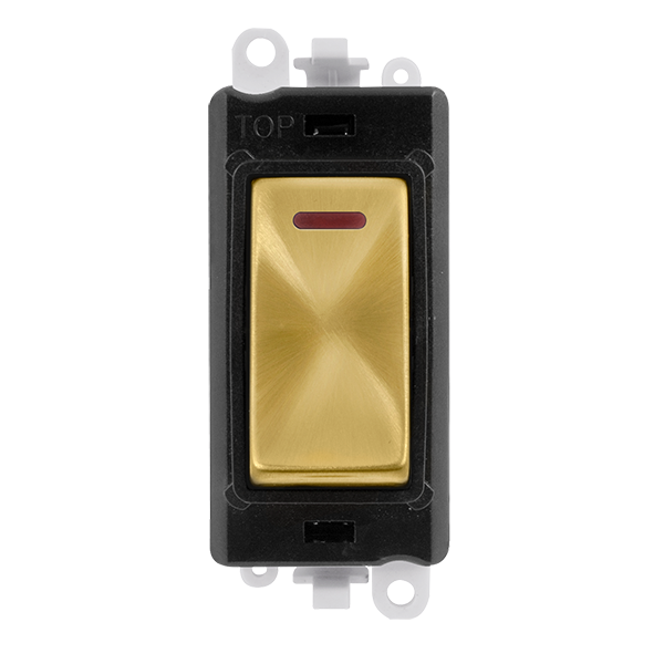 Click GridPro 20AX Double Pole Switch With LED Module - Black - Satin Brass – GM2218BKSB