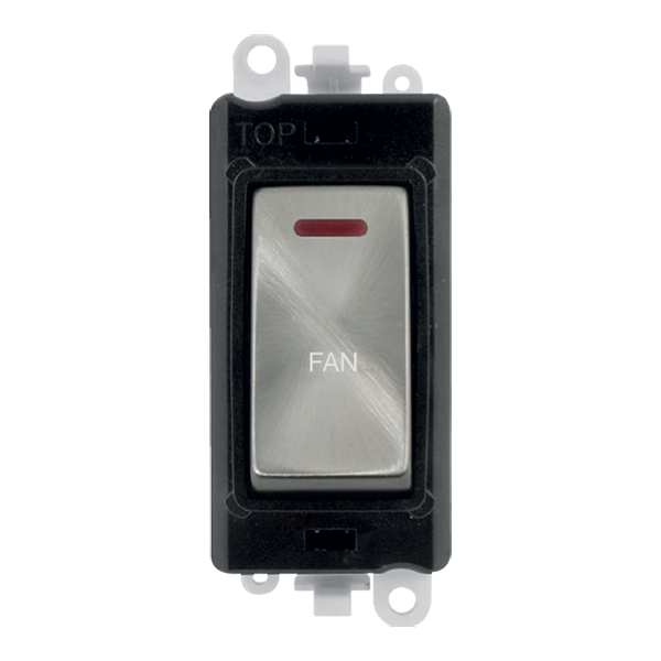 Click GridPro 20AX Double Pole Switch With LED Module - Black - Satin Chrome - Fan – GM2218BKSC-FN