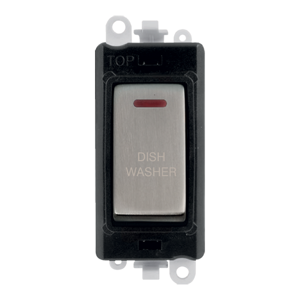 Click GridPro 20AX Double Pole Switch With LED Module - Black - Stainless Steel - Dishwasher – GM2218BKSS-DW