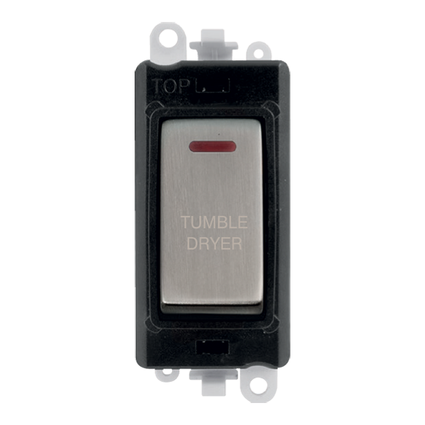 Click GridPro 20AX Double Pole Switch With LED Module - Black - Stainless Steel - Tumble Dryer – GM2218BKSS-TD