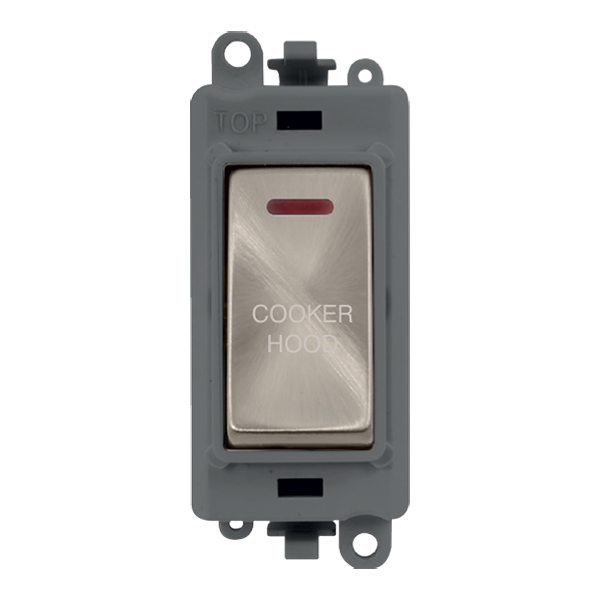 Click GridPro 20AX Double Pole Switch With LED Module - Grey - Brushed Stainless - Cooker Hood – GM2218GYBS-CH