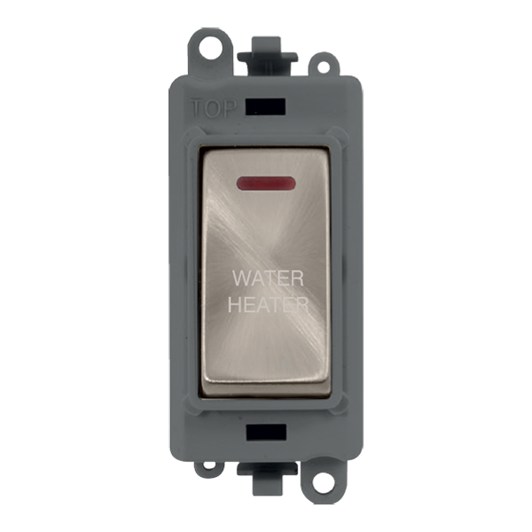 Click GridPro 20AX Double Pole Switch With LED Module - Grey - Brushed Stainless - Water Heater – GM2218GYBS-WH