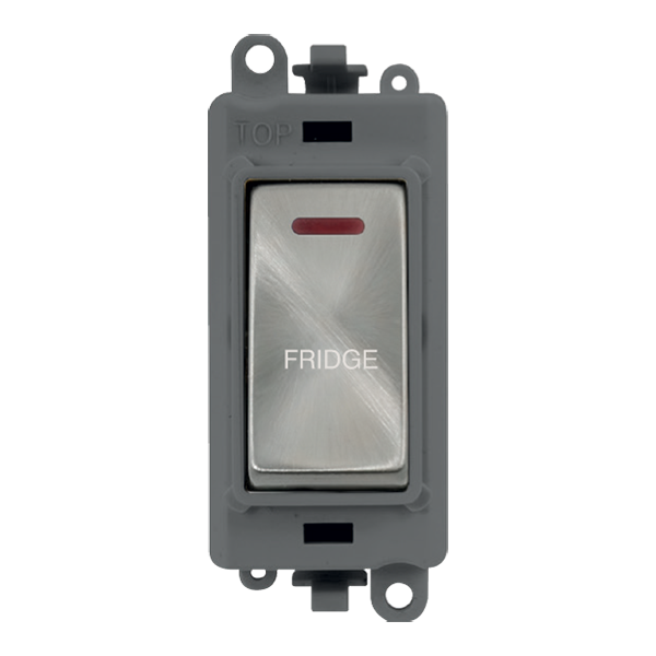 Click GridPro 20AX Double Pole Switch With LED Module - Grey - Satin Chrome - Fridge – GM2218GYSC-FD
