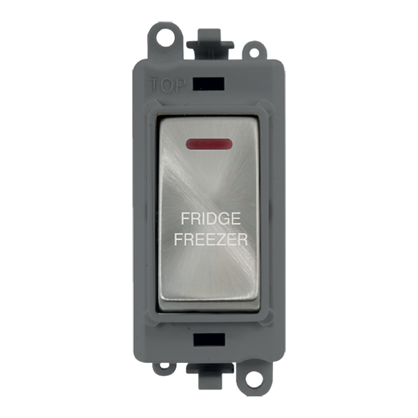 Click GridPro 20AX Double Pole Switch With LED Module - Grey - Satin Chrome - Fridge Freezer – GM2218GYSC-FF
