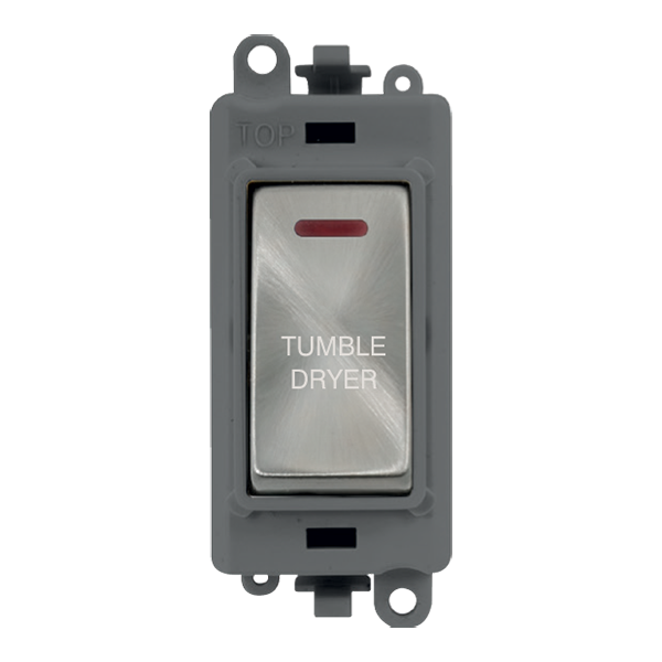 Click GridPro 20AX Double Pole Switch With LED Module - Grey - Satin Chrome - Tumble Dryer – GM2218GYSC-TD