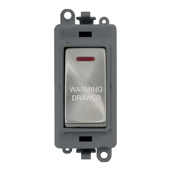 Click GridPro 20AX Double Pole Switch With LED Module - Grey - Satin Chrome - Warming Drawer – GM2218GYSC-WDR