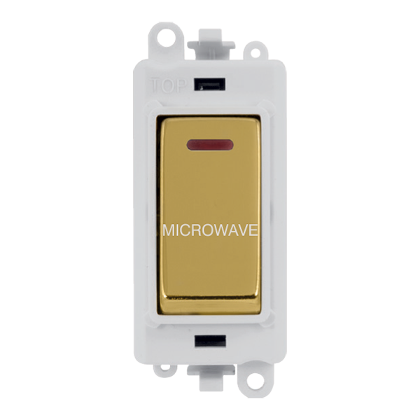 Click GridPro 20AX Double Pole Switch With LED Module - Polar White - Polished Brass - Microwave – GM2218PWBR-MW