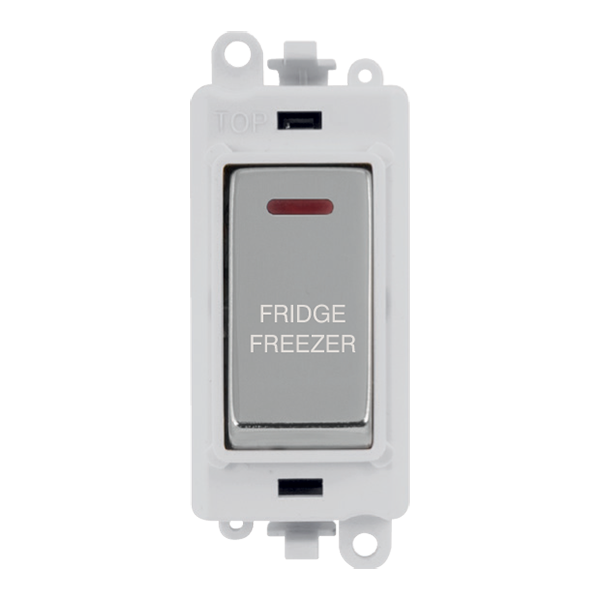 Click GridPro 20AX Double Pole Switch With LED Module - Polar White - Polished Chrome - Fridge Freezer – GM2218PWCH-FF