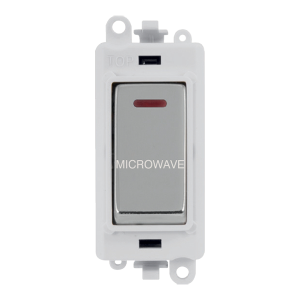 Click GridPro 20AX Double Pole Switch With LED Module - Polar White - Polished Chrome - Microwave – GM2218PWCH-MW