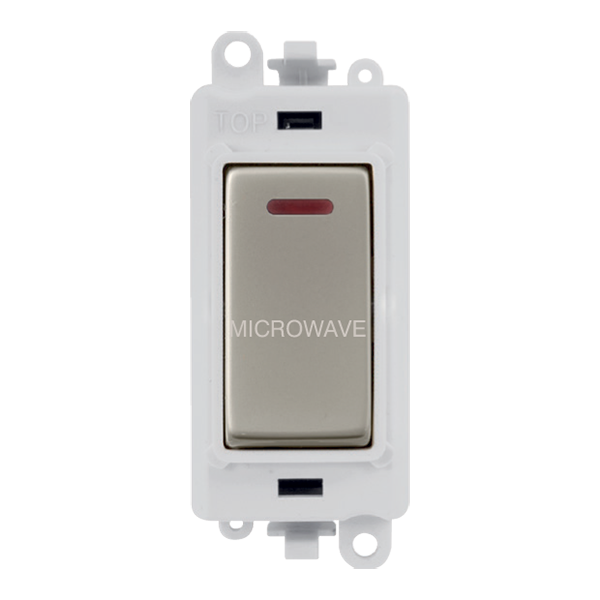 Click GridPro 20AX Double Pole Switch With LED Module - Polar White - Pearl Nickel - Microwave – GM2218PWPN-MW