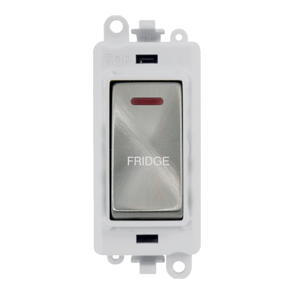 Click GridPro 20AX Double Pole Switch With LED Module - Polar White - Satin Chrome - Fridge – GM2218PWSC-FD