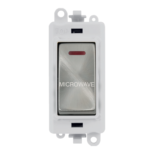 Click GridPro 20AX Double Pole Switch With LED Module - Polar White - Satin Chrome - Microwave – GM2218PWSC-MW