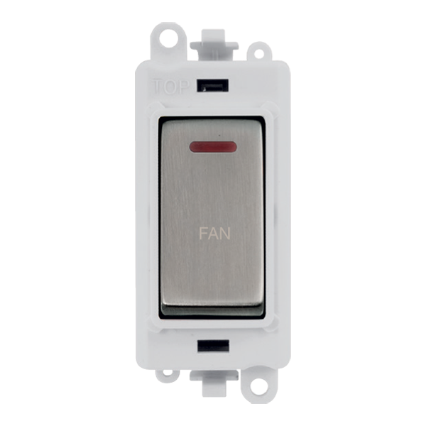 Click GridPro 20AX Double Pole Switch With LED Module - Polar White - Stainless Steel - Fan – GM2218PWSS-FN