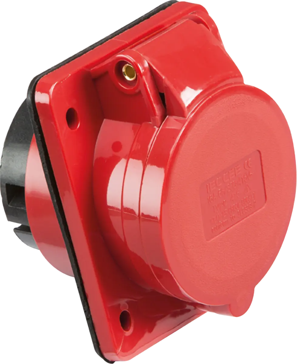 Knightsbridge 415V IP44 16A Angled Panel Mount Socket 3P+N+E – IN0017