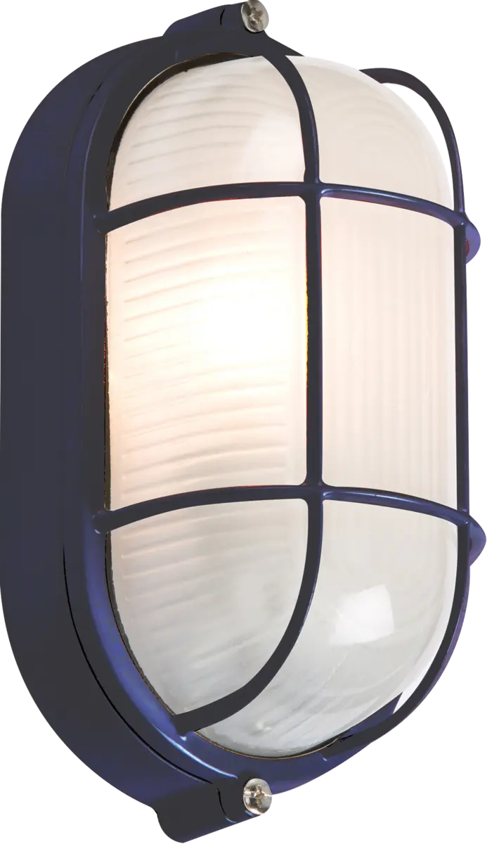 Knightsbridge 230V IP54 60W Black Oval Bulkhead with wire Guard and Glass Diffuser – TPOV60B