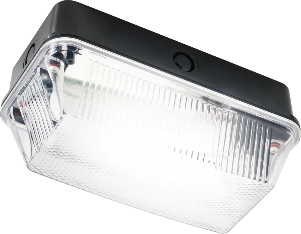 Knightsbridge 230V IP65 60W B22 Bulkhead with Clear Prismatic Diffuser and Black Plastic Base – BH22PB