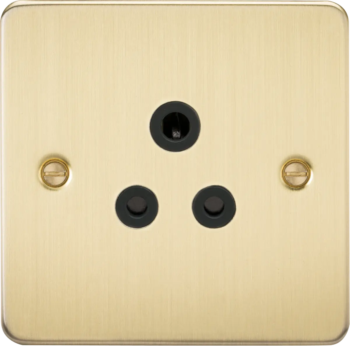 Knightsbridge 5A Unswitched Socket - Brushed Brass with Black Insert – FP5ABB