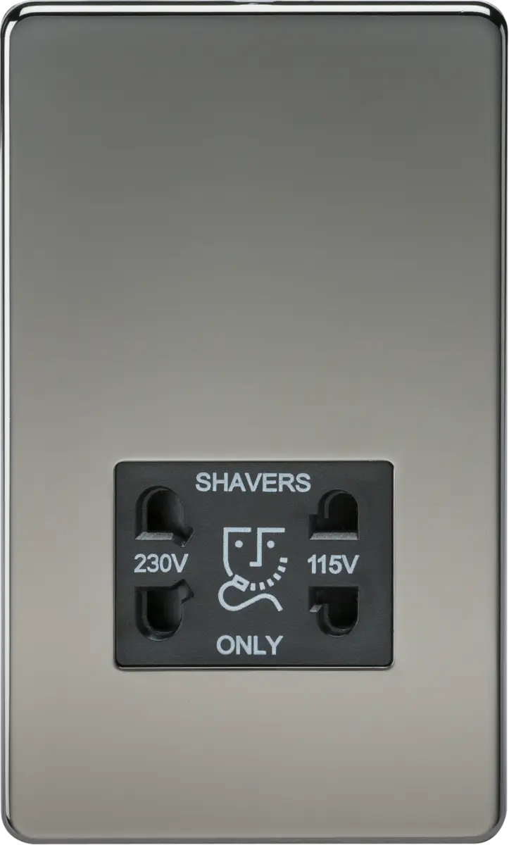 Knightsbridge 115V/230V Dual Voltage Shaver Socket - Black Nickel with Black Insert – SF8900BN