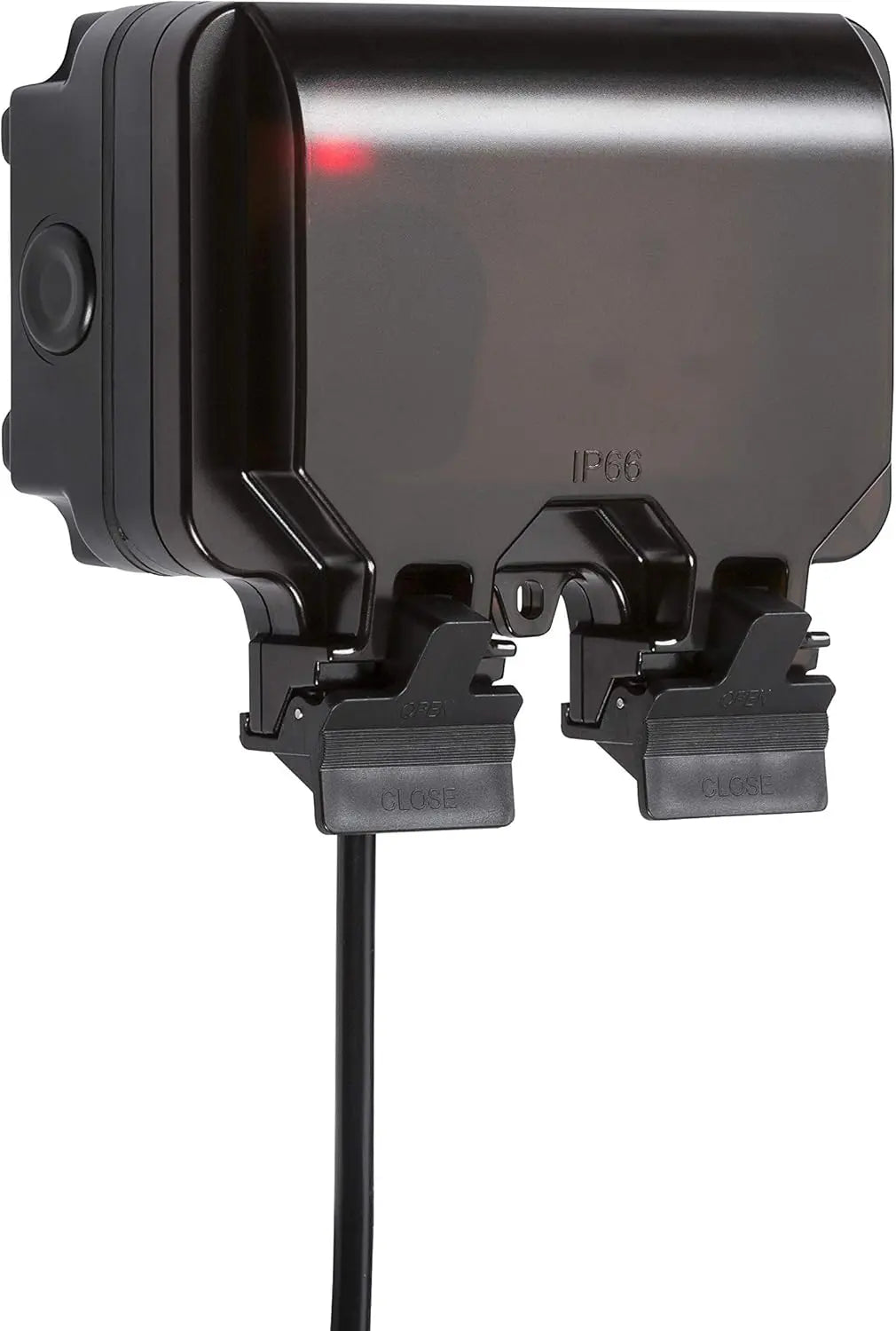 Knightsbridge IP66 Outdoor Weatherproof Double Socket | Transparent Lid | Black – OP9N