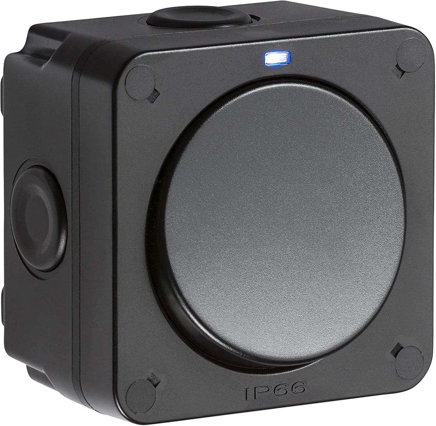 Knightsbridge IP66 Outdoor Weatherproof Single Switch | Blue LED | Black – OP2
