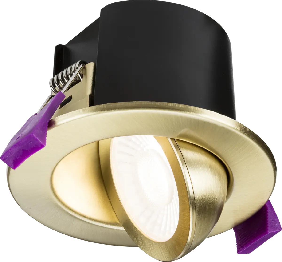 Knightsbridge SpektroLED Evo Tilt - Fire Rated IP65 Downlight with 2 x Wattage and 4 x CCT - Brushed Brass – SPKEVTB