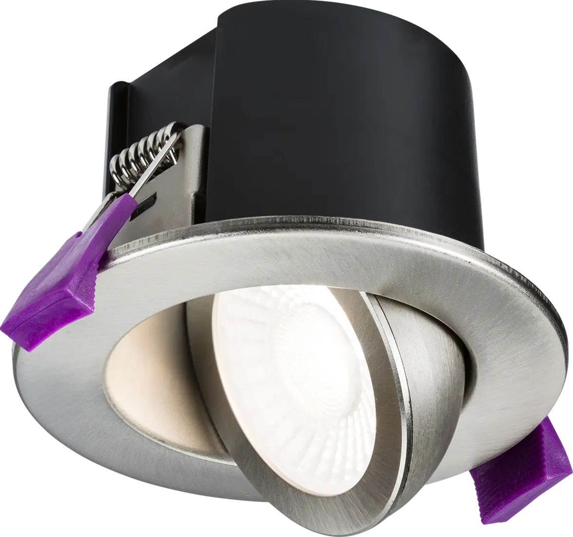 Knightsbridge SpektroLED Evo Tilt - Fire Rated IP65 Downlight with 2 x Wattage and 4 x CCT - Brushed Chrome – SPKEVTBC