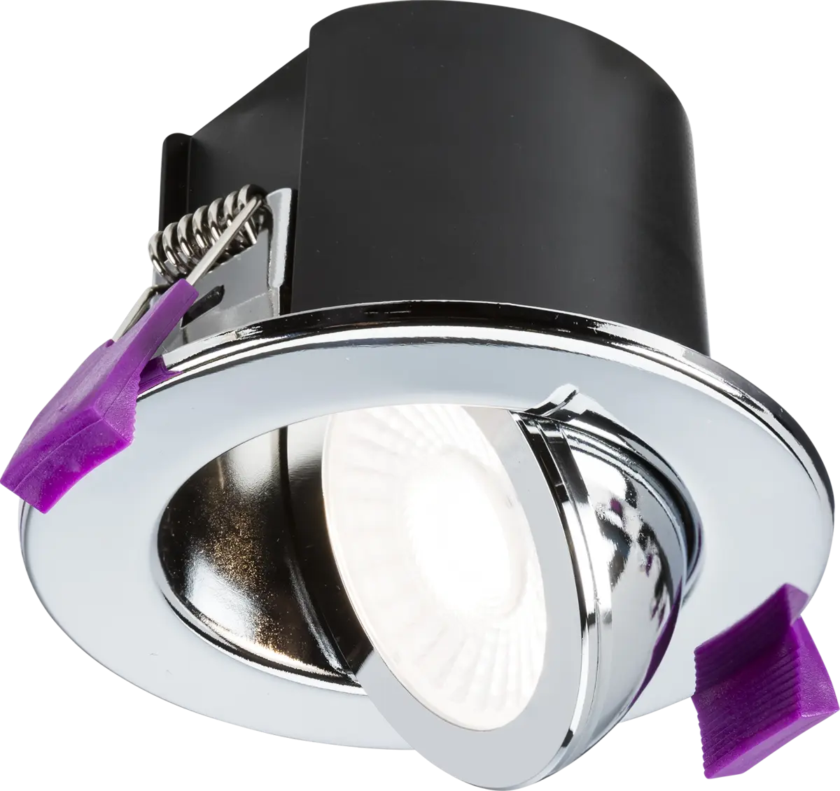 Knightsbridge SpektroLED Evo Tilt - Fire Rated IP65 Downlight with 2 x Wattage and 4 x CCT - Polished Chrome – SPKEVTPC
