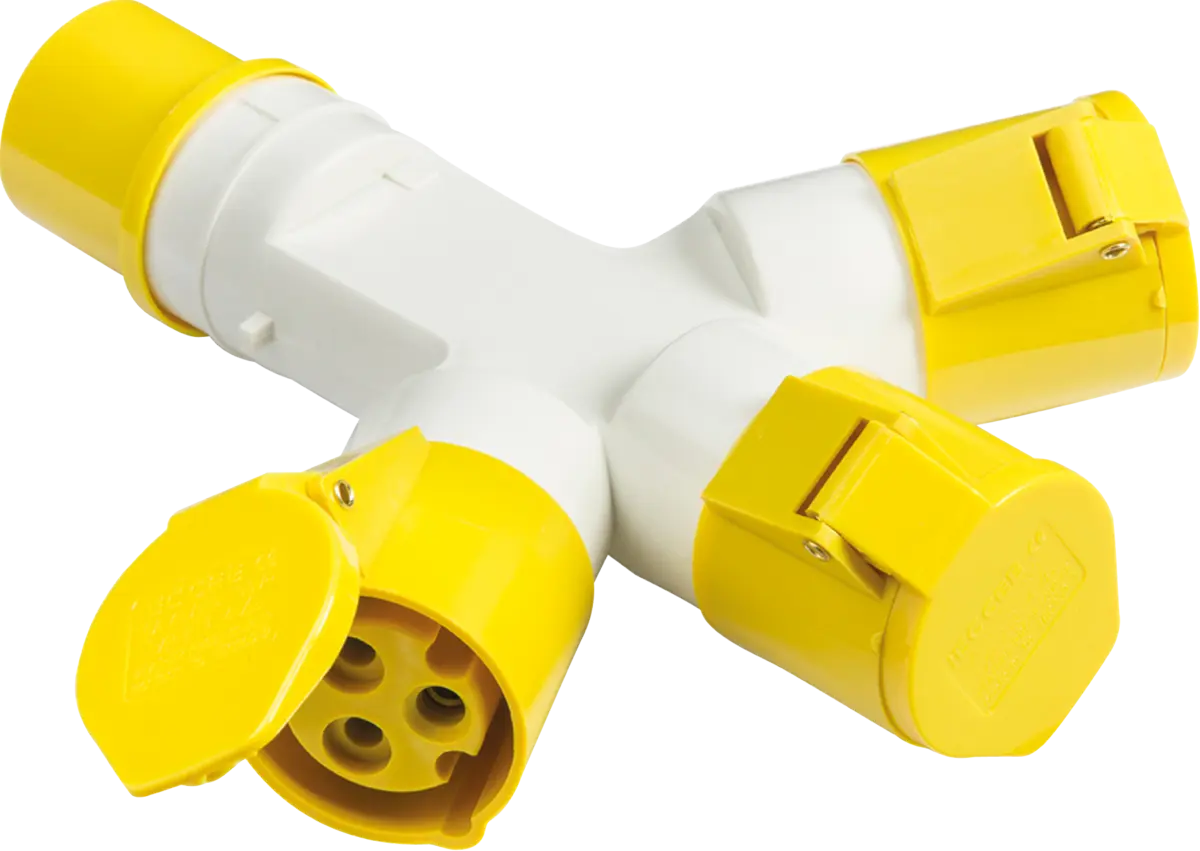 Knightsbridge 110V IP44 16A 2P+E 3 Way Splitter – IN005