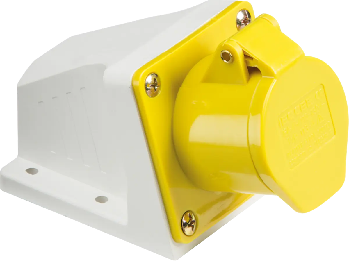 Knightsbridge 110V IP44 16A Angled Surface Mount Socket 2P+E – IN003
