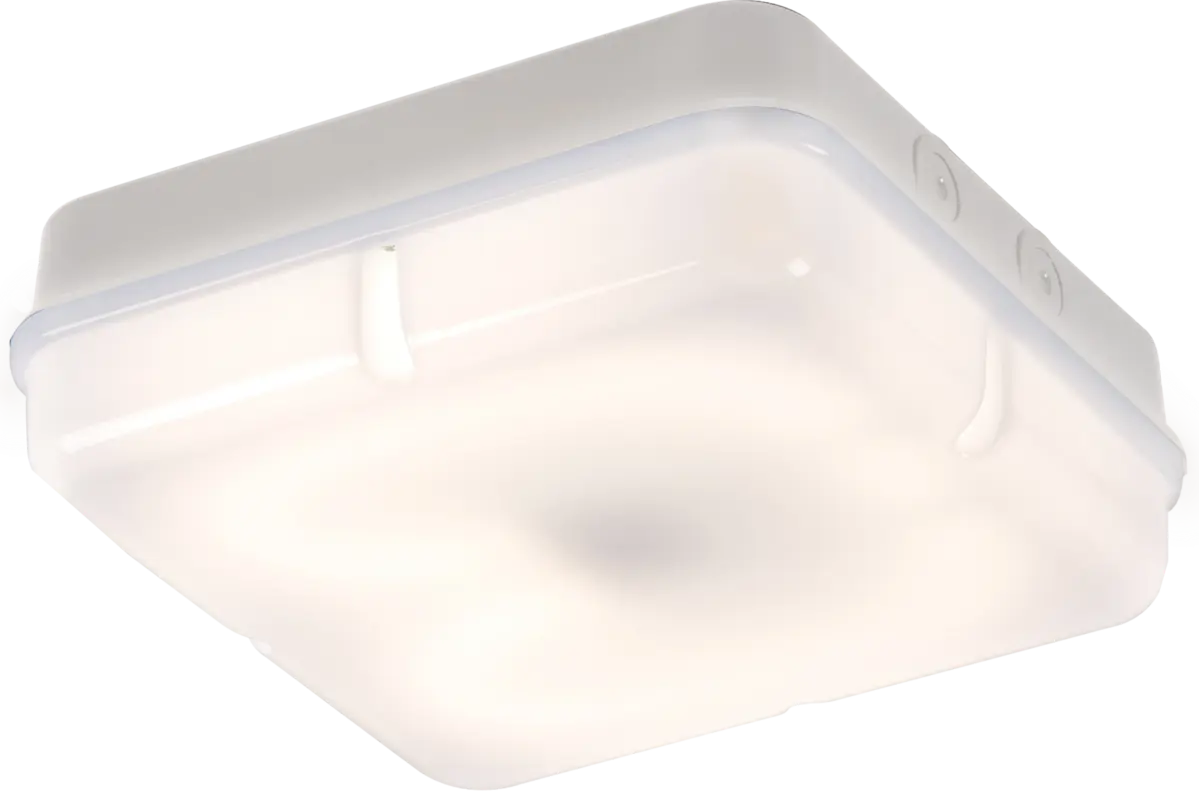 Knightsbridge IP65 28W HF Square Emergency Bulkhead with Opal Diffuser and White Base – TPS28WOEMHF