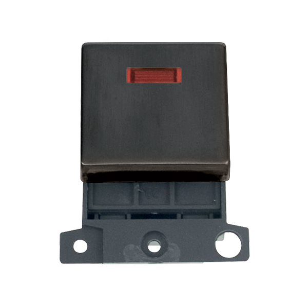 Click MiniGrid MINIGRID 20A DOUBLE POLE SWITCH MODULE WITH NEON - METAL MATT BRONZE SWITCH – MD023BZ