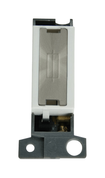 Click MiniGrid 13A Fused Ingot FCU Modul - White - Brushed Stainless Steel – MD047WHBS