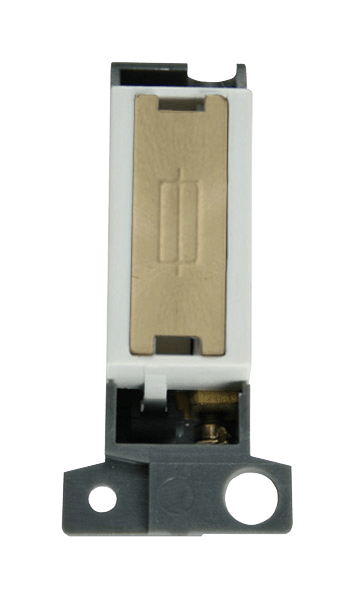 Click MiniGrid 13A Fused Ingot FCU Modul - White - Satin Brass – MD047WHSB