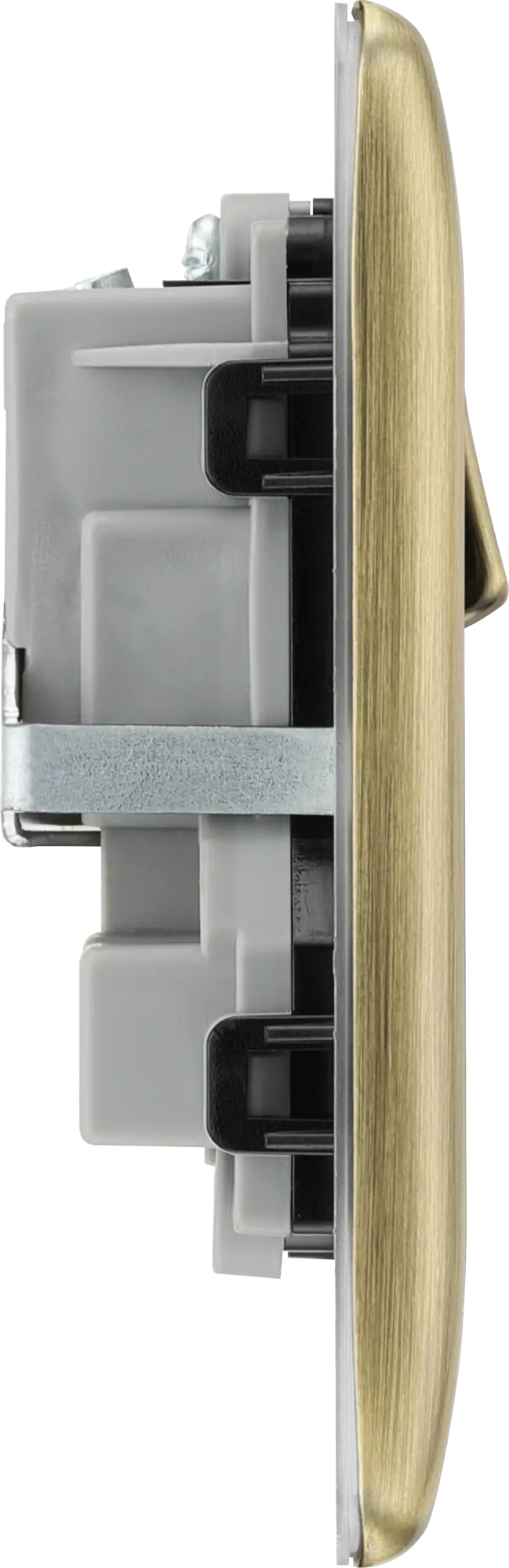 BG Nexus Antique Brass Double Socket 2 Gang Black Inserts 13 Amp - NAB22B BG (British General)