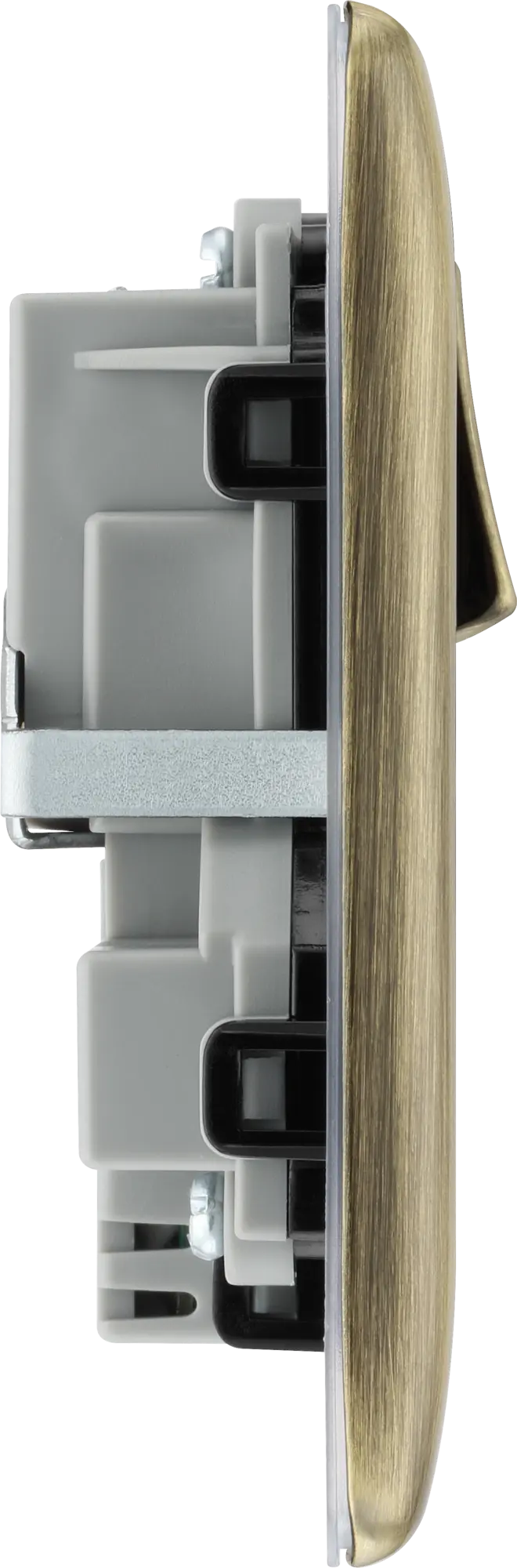 BG Nexus Metal USB USBC 12W Double Socket in Antique Brass with Black Insert NAB22UAC12B BG Nexus