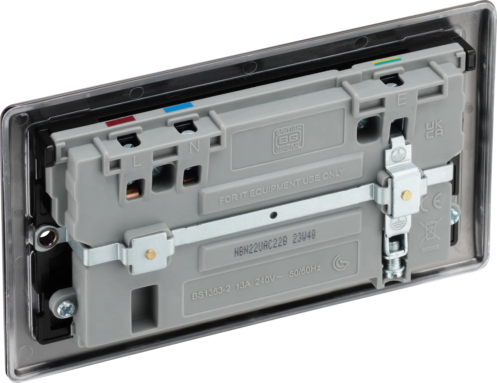 BG Nexus Metal USB USBC 22W Double Socket in Black Nickel NBN22UAC22B BG Nexus