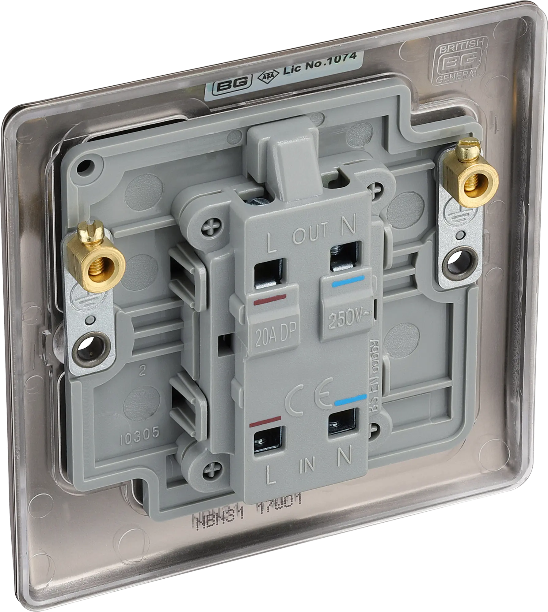 BG Nexus Metal 20A DP Switch with Neon in Black Nickel - NBN31-01 BG (British General)