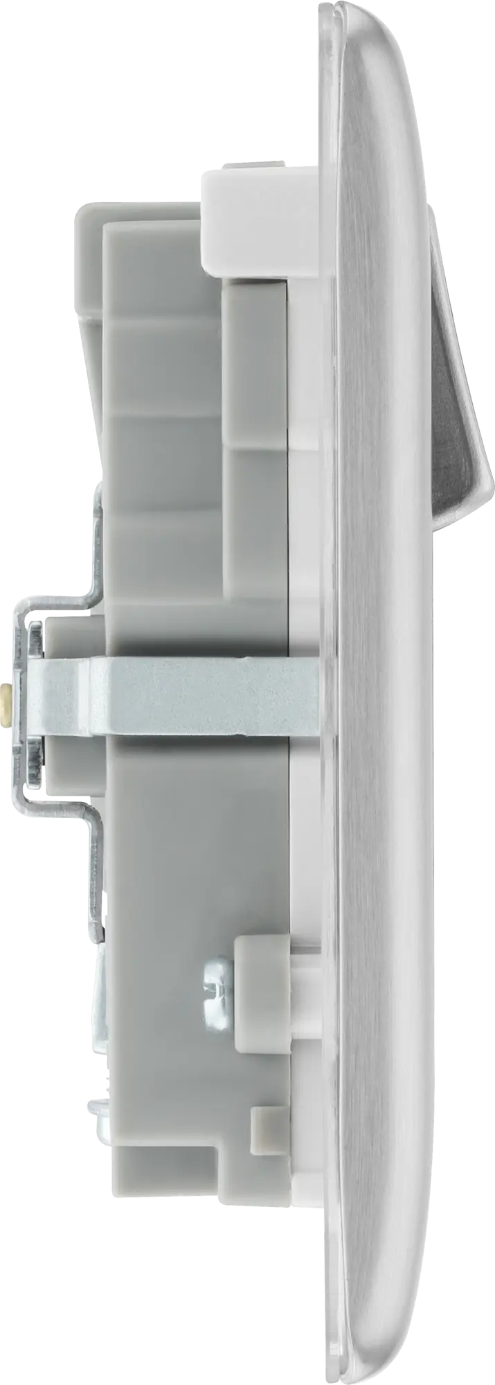 BG Nexus Metal USB USBC 22W Double Socket in Brushed Steel with White Inserts NBS22UAC22W BG Nexus